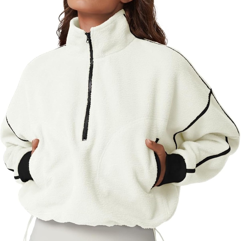 NWT women's half zip cozy Sherpa fleece pullover sweater women's small oversized